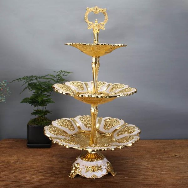 

dishes & plates european-style three-tier fruit tray dessert multilayer cake stand dried tea home decoration