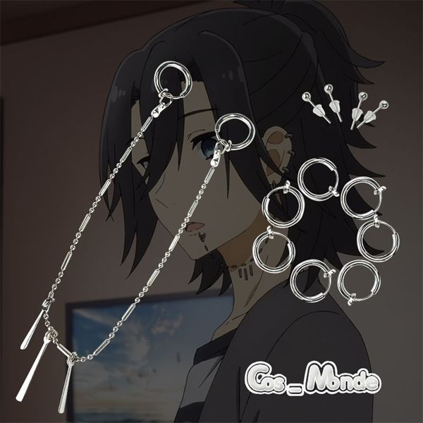 

anime horimiya miyamura izumi earrings lip stud steel cosplay prop 220210, Silver