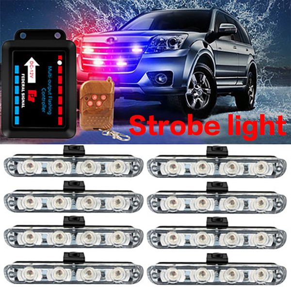 

1 set/8pcs car led pickup off-road general daytime running light flashing warning lamp automobile grid light small yellow lamps grille strob