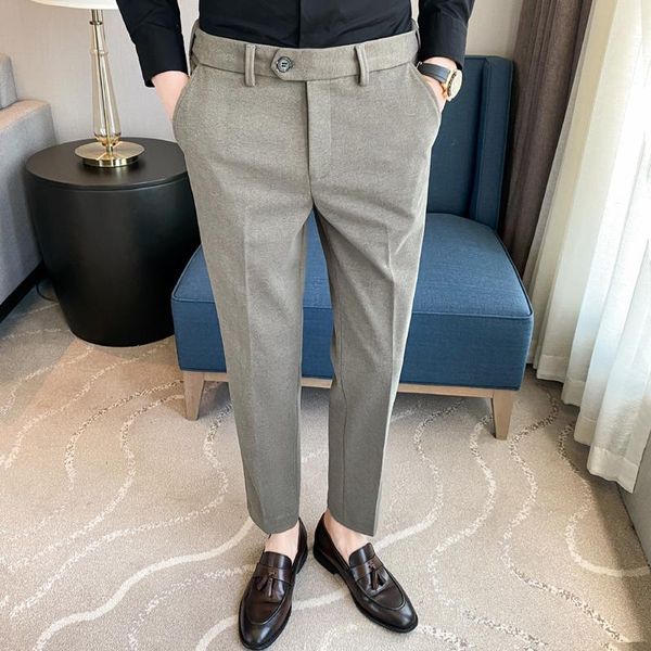 

men's suits & blazers autumn winter thicken woolen men formal pants business korean slim suit pant office social wedding groom trousers, White;black