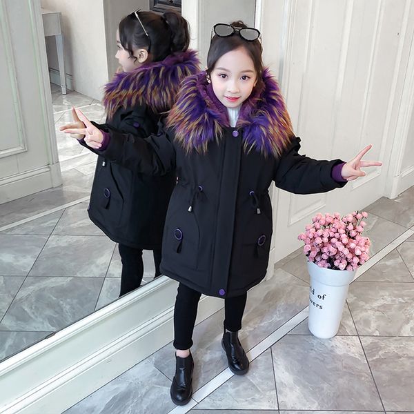 

girls coat jacket fur hoodies coat girl thick warm kids coats outerwear teenage winter clothes for girls, Blue;gray