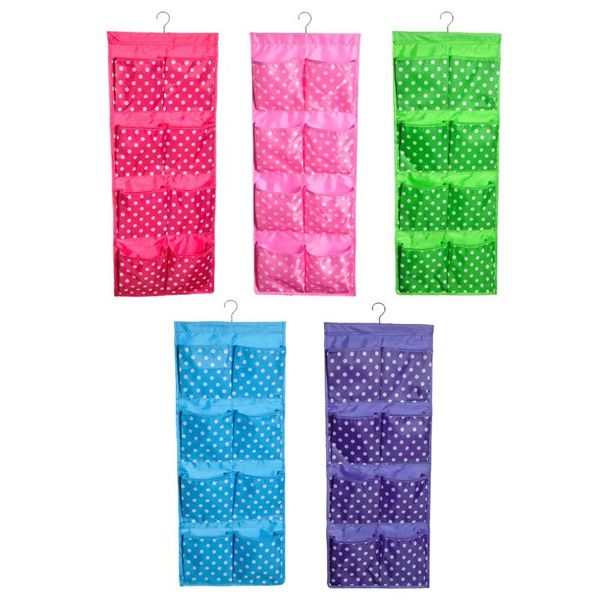 

storage bags 12 pockets round dots wall hanger hanging bag door holder shoe socks jewellery cosmetics organizer closet