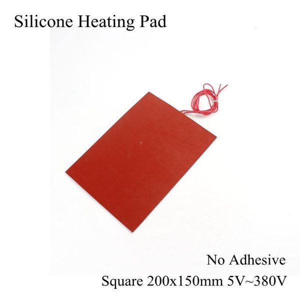 

carpets 200mmx150mm 12v 24v 220v silicone heating pad electric rubber heat mat heated bed plate flexible waterproof 3d printer