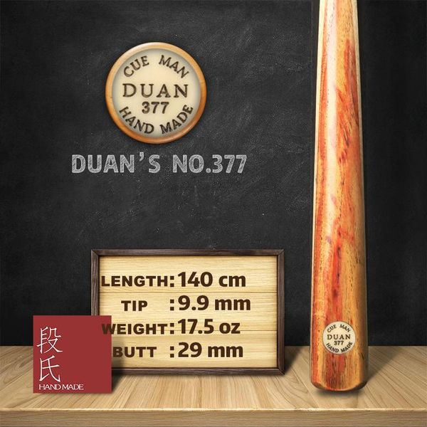 

china duan's cue snooker 100% all handmade professional billiard black 8 athelete use 9.9 mm tip stick no.377 cues