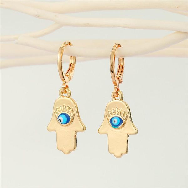 

hoop & huggie 1pcs metal blue evil eye earrings for women gift jewelry unique simple turkey lucky geometric small circle, Golden;silver