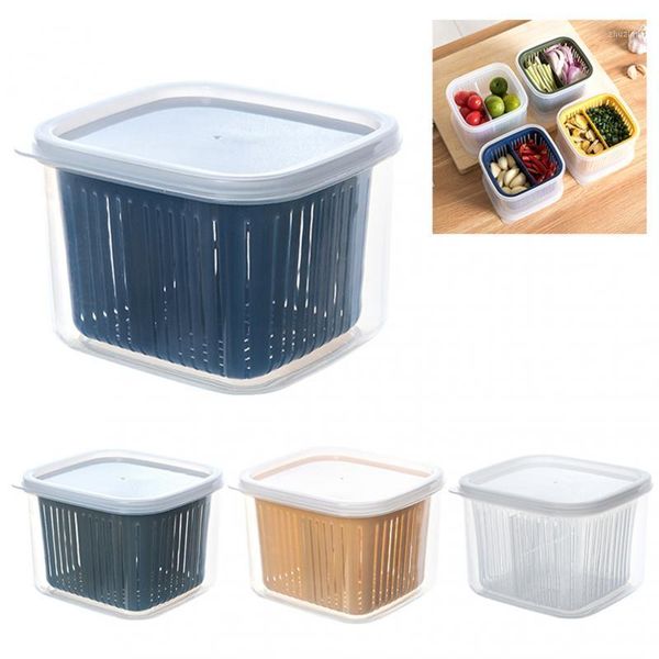 

storage bottles & jars green onion crisper kitchen ginger garlic box refrigerator fruit portable square freshness preservation drain seal