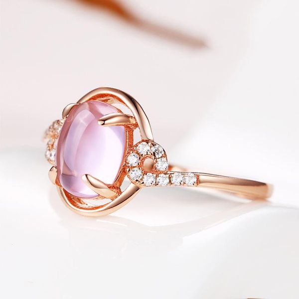 

cute female moonstone thin open ring charm rose gold color engagement vintage bridal oval wedding rings for women, Slivery;golden