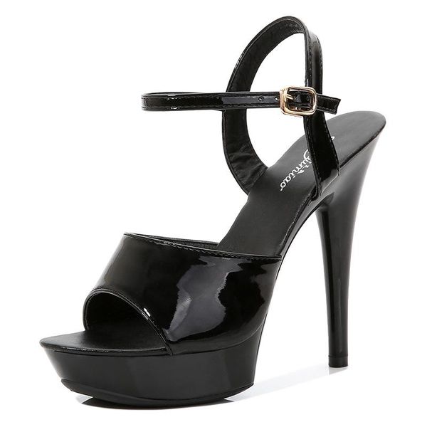 

mclubgirl pure-color summer fashion round-head with red high-heeled sandals a line of sandal women lfd, Black