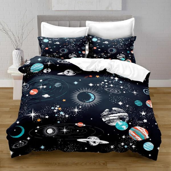 

bedding sets 100% polyester starry sky pattern digital printing cover set with pillowcase boys and girls comforter