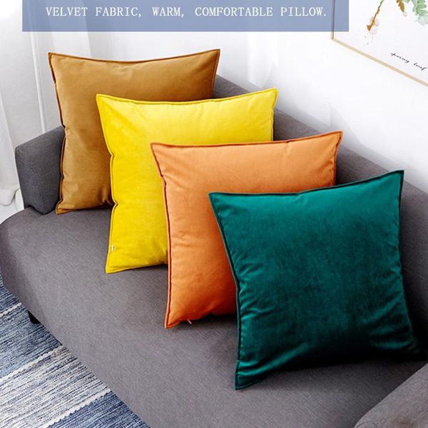 

pillow dutch velvet sofa cushion simple solid color bright office waist comfort soft feel whole set with core
