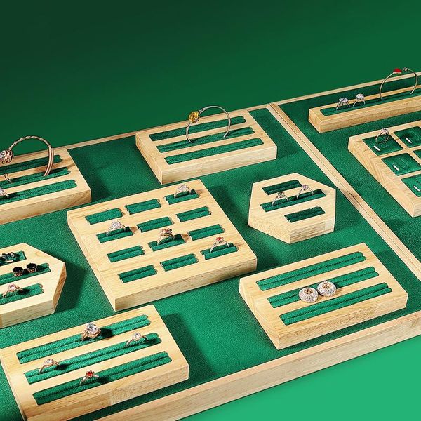 

jewelry pouches, bags organizer bracelet stands earring ring display holders case earrings rings jewellery tray props wooden, Pink;blue