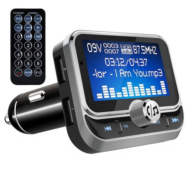 Transmissor FM do carro com controle remoto Bluetooth MP3 player Dual USB Car Carregador 1,8 polegadas LCD Display Handsfree para telefonema