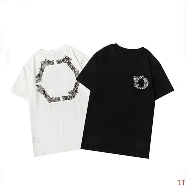 

summer designer new trendy brand men's t-shirt pure cotton short-sleeved fashion all-match8o, White;black