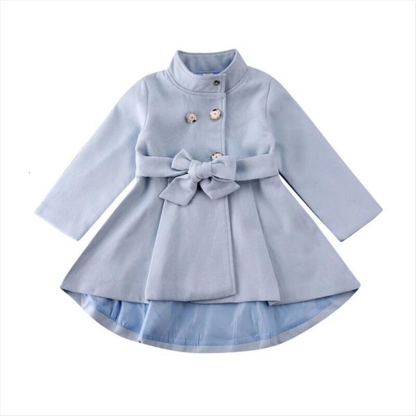 

1 5y toddler kid baby girl coat autumn winter warm windbreaker bow outwear overcoat raincoat snowsuit solid blue, Blue;gray