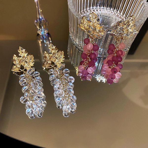 

dangle & chandelier statement grape crystal drop earrings women 2021 jewelry long, Silver
