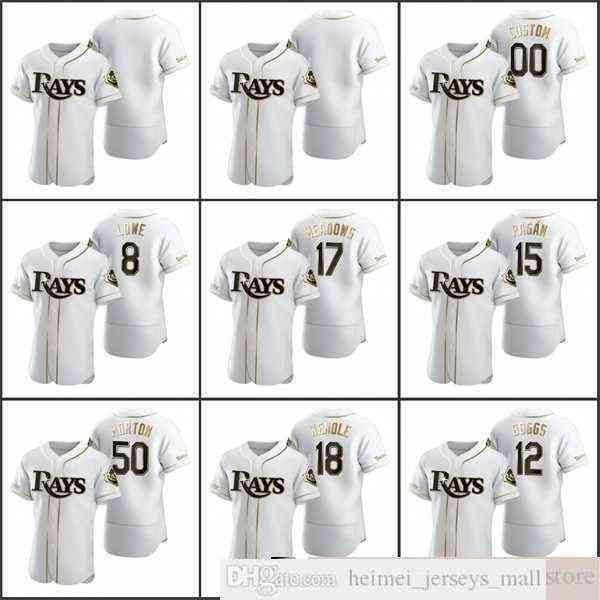 

2022 Men #12 Wade Boggs Baseball Jerseys 17 Austin Meadows 4 Blake Snell LOWE PAGAN MORTON Custom Women Youth White Golden Edition Jersey