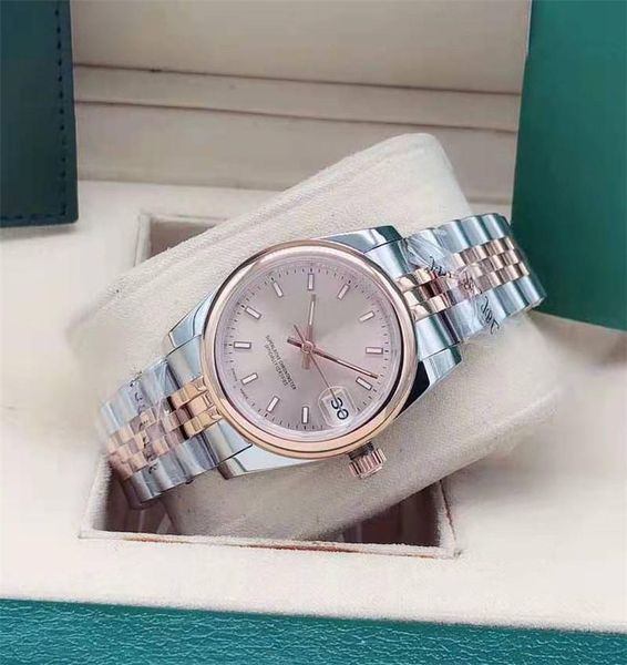 

the new 31mm lady mechanical automatic watch with light outer ring stainless steel wristwatch fashion watch master watch230g, Slivery;brown