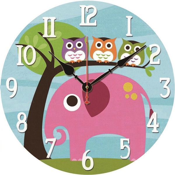 

wall clocks cartoon theme non ticking wood decorative children clock