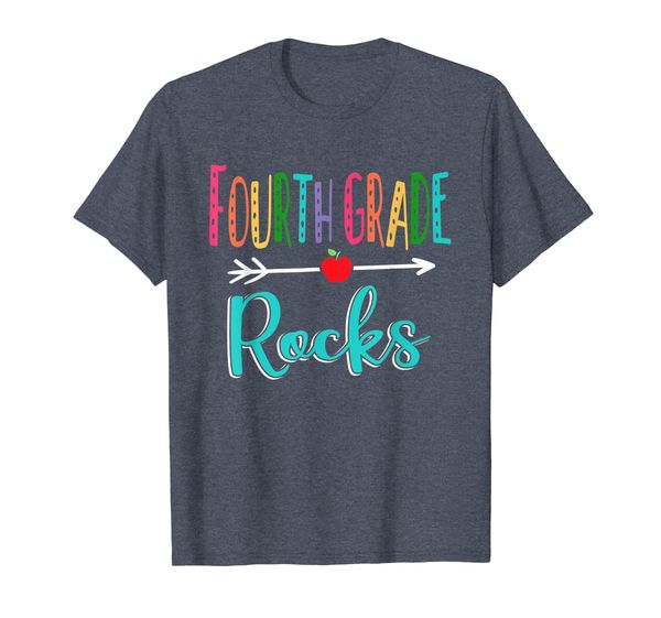 

fourth grade rocks teacher back to school t-shirt, White;black