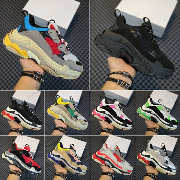 

36-45 triple s men women running shoes platform sneakers black white grey red pink blue green yellow mens womens trainers