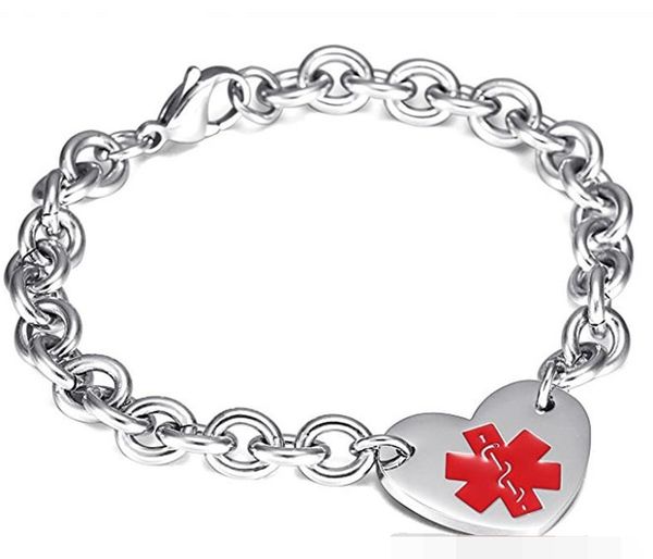

medical logo heart shaped chain o-shaped bracelet, Black