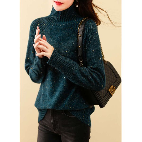 

high neck long sleeved wool needle sweater wear autumn and winter wind loose thin sweater coat, White;black