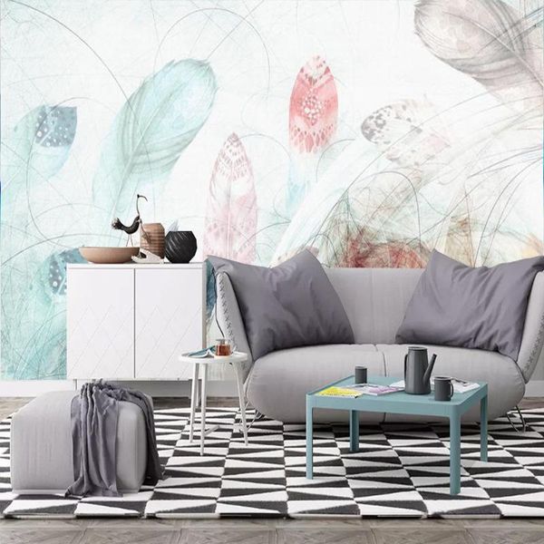 

wallpapers modern minimalist tv background wall paper living room sofa bedroom wallpaper seamless mural covering nordic feather