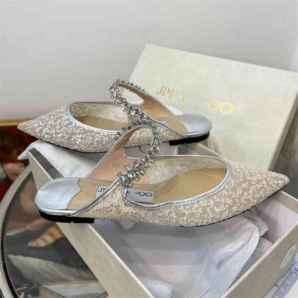 

2021 new diamond pointed flat sole shoes net red baotou slippers for summer, Black