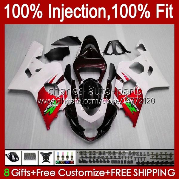 Bodys de Molde de Injeção para Suzuki GSXR750 GSX-R750 GSXR-750 K4 2004-2005 43NO.101 GSXR 750 600 CC Vermelho Branco 750cc 600cc GSXR600 04 05 GSXR-600 2004 2005 2005 OEM Kit