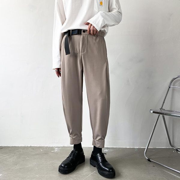 

men's pants summer belt casual fashion solid color suit mens dress korean loose harem men trousers m-3xl, Black