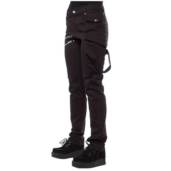 

women's pants & capris women 2021 solid color trend rivet button buckle zipper pocket casual streetwear pencil donsignet, Black;white