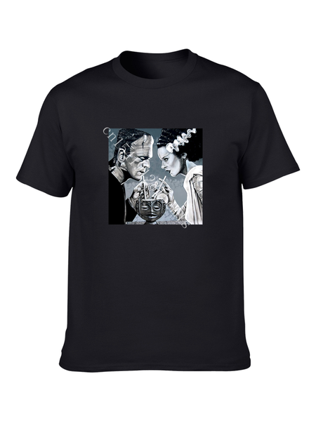 

men's t-shirts frankenstein painting bride 100% cotton t-shirt hip-hop high street casual fashion harajuku oversized and women's t, White;black