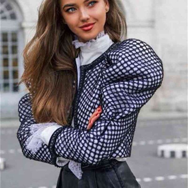 

women's jackets coats fashion brand autumn winter street style round neck bubble sleeve slim and versatile short jacket 3oqw, Black;brown