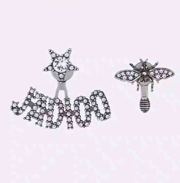 

70% off letter star bee asymmetric earrings women's fashion earrings independent packaging, Silver