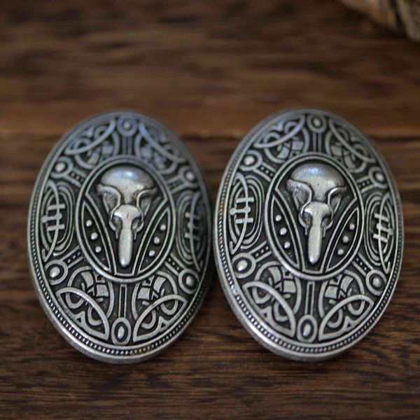 

langhong 10pcs raven legendry knot work viking brooch for women talisman jewelry, Gray