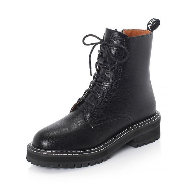 

boots autumn women's lace-up british style side pull casual short m1-67, Black