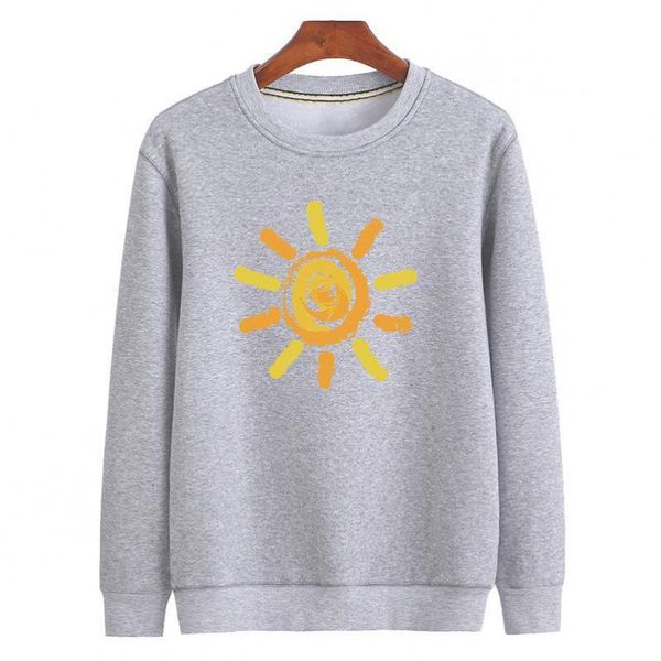 

women's hoodies & sweatshirts casual sun flower pullover long-sleeved o-neck solid color cotton sweatshirt hoody men clothing autumn wi, Black
