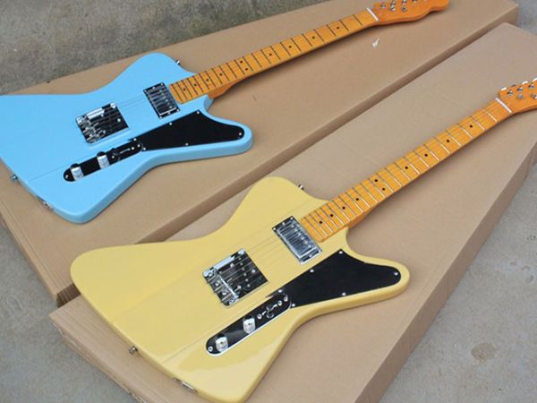 

electric guitar retro yellow guitar neck retro button sky blue cream