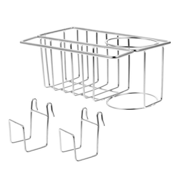 

set kitchen stainless steel rag storage holder rack draining & organization