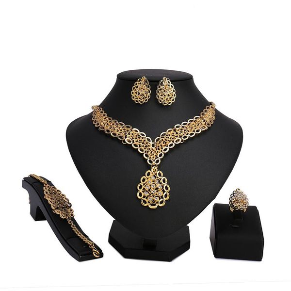 

earrings & necklace fashion exquisite dubai jewelry set luxury gold color big nigerian wedding african beads costume design, Silver