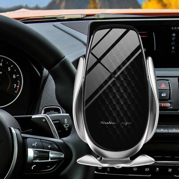 

qi wireless charger car phone holder infrared sensor auto lock fast charging stand cell mounts & holders