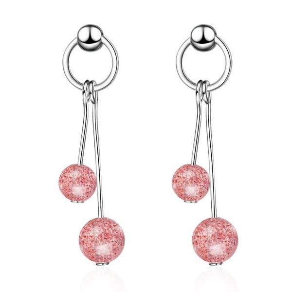 

stud arrivals trendy pink crystal 925 sterling silver ladies tassel earrings original jewelry for women anti allergy girls, Golden;silver