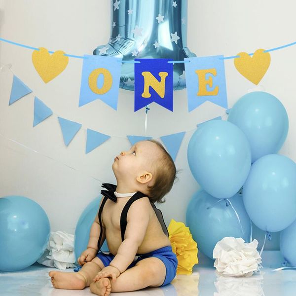 

party decoration baby first birthday bunting banner one year 1st hanging garland boy girl i am supplies