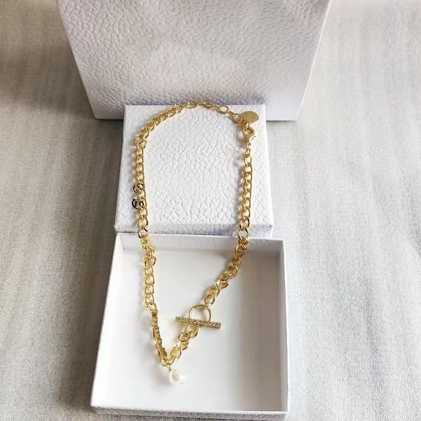 

luxury designer choker necklace for woman fashion design necklaces pearl chains trend jewelry supply, Golden;silver