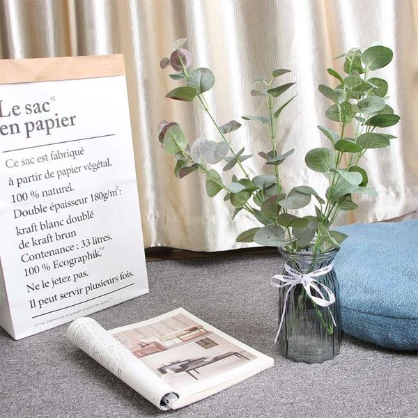 

decorative flowers & wreaths 1 pcs green imitation artificial leaves large eucalyptus leaf plants wall material fake for home party decor