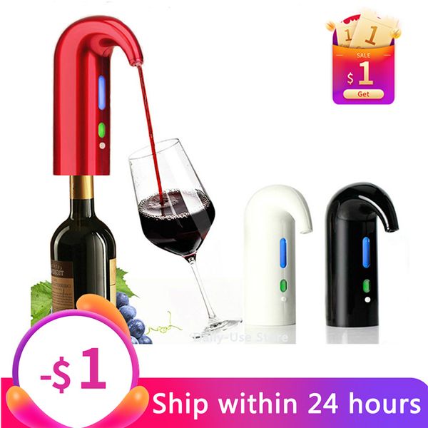 

electric wine pourer wine aerator portable pourer instant wine decanter dispenser pump one-touch automatic usb rechargeable