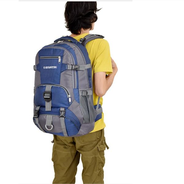 

summer youth backpack men large capacity man travel outdoor hiking bag blue for mountaineering vacation durable