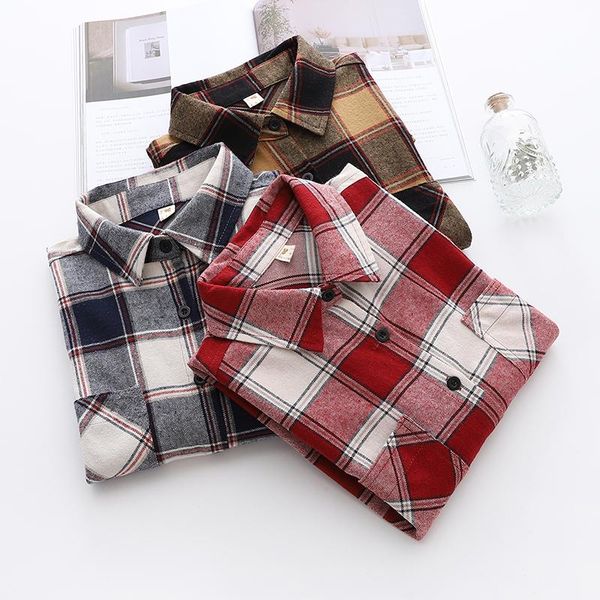 

women's blouses & shirts women tunic womens and 2021 womenswear long sleeve clothing button up down vintage plaid autumn, White