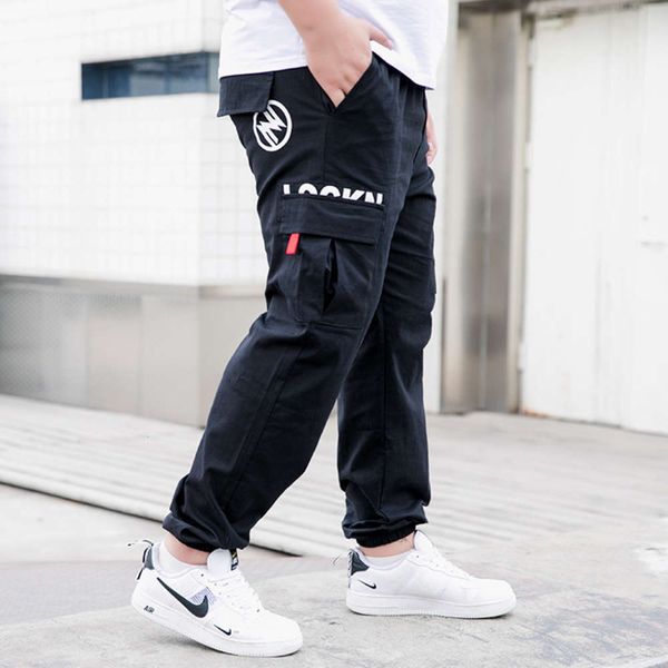 

men's pants and autumn elastic corset casual large fat loose overalls swff, Black