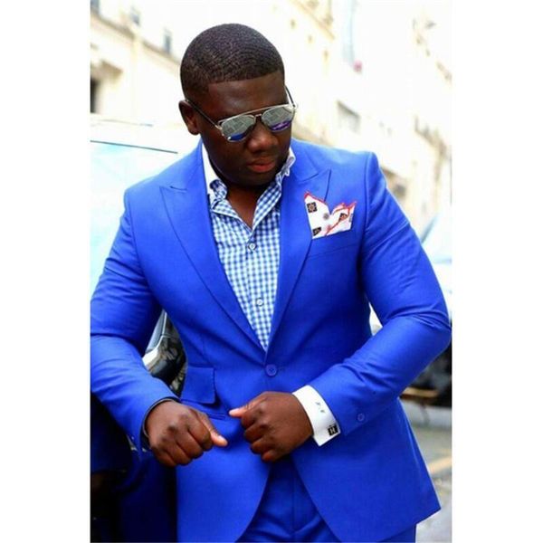 

men's suits & blazers man royal blue 2 pieces formal wedding business one button jacket pants set 2021, White;black